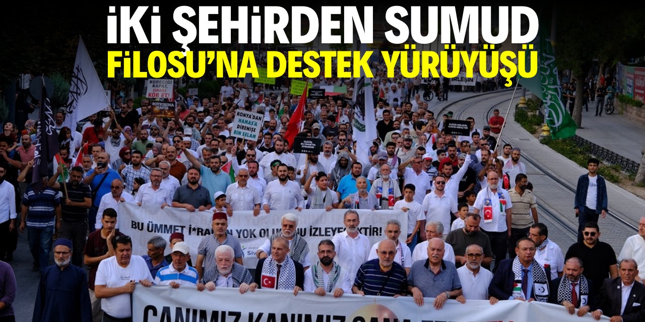İki şehirden Sumud Filosu'na destek yürüyüşü