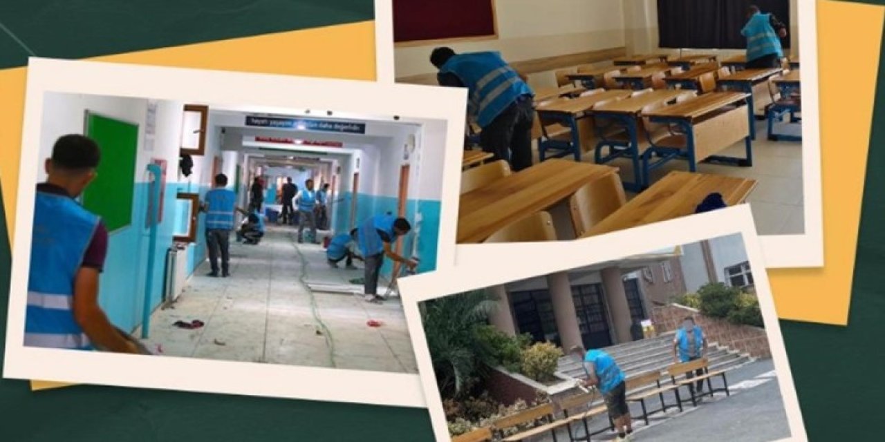 Yükümlüler okulların bakım ve onarımını yaptı