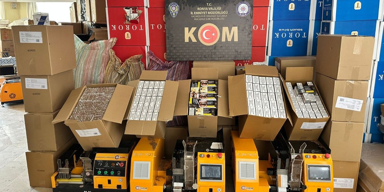 Konya'da kaçak sigara üretimine baskın