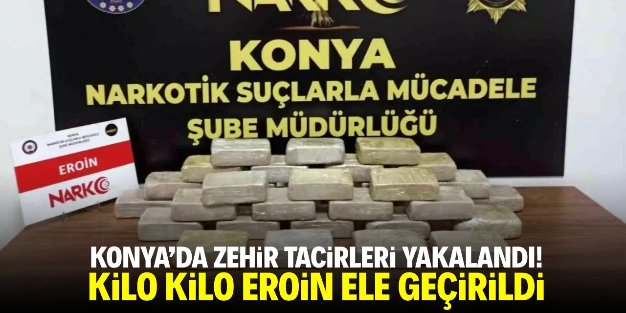 Konya'da durdurulan araçta kilolorca eroin ele geçirildi!