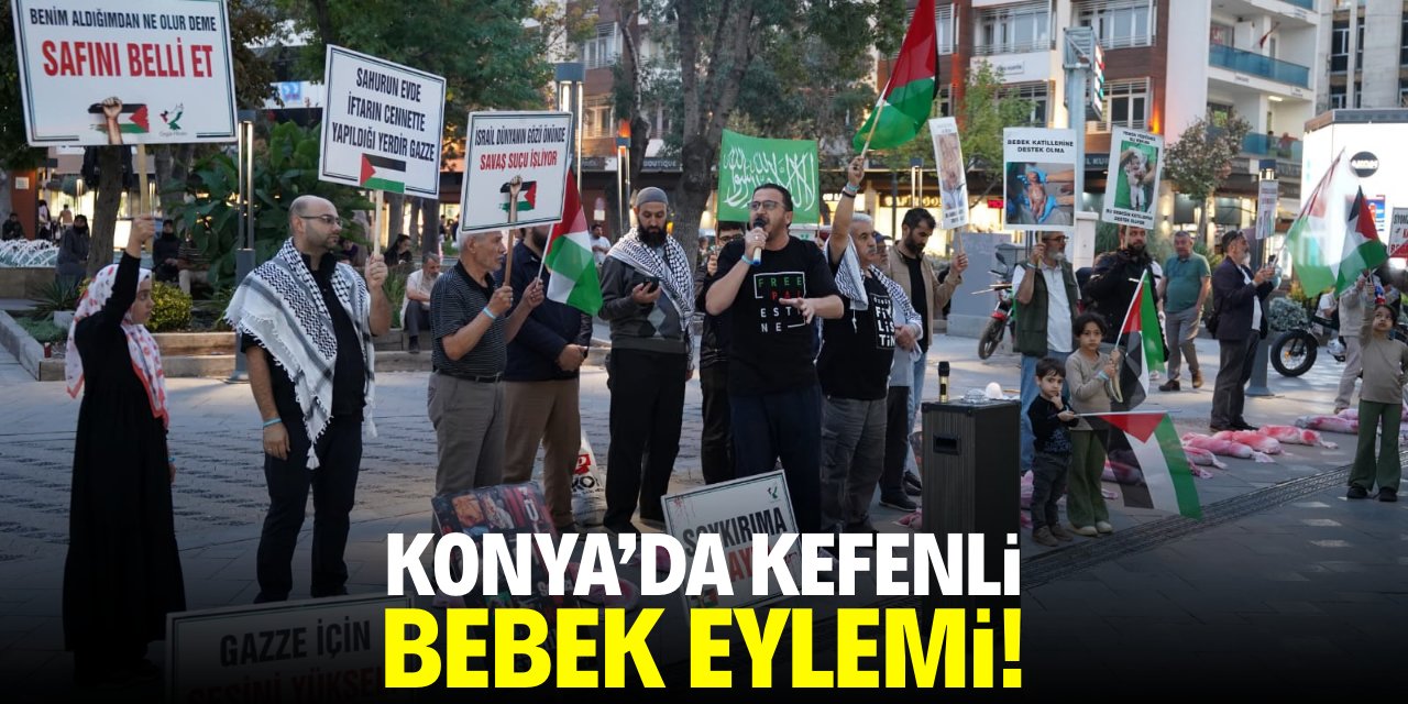 Kefenli bebeklerle Gazze’yi hatırlattılar!