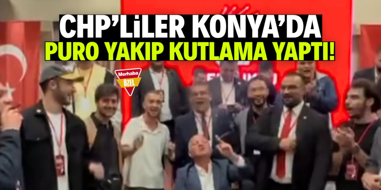 Seçim bitti çakmak yandı: Konya'da CHP'lilerden purolu kutlama!