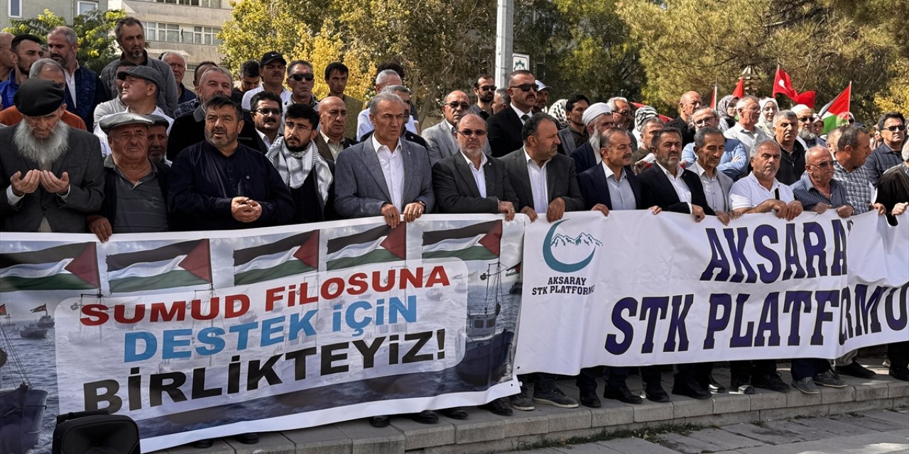 Aksaray'da İsrail'in Küresel Sumud Filosu'na saldırısı protesto edildi