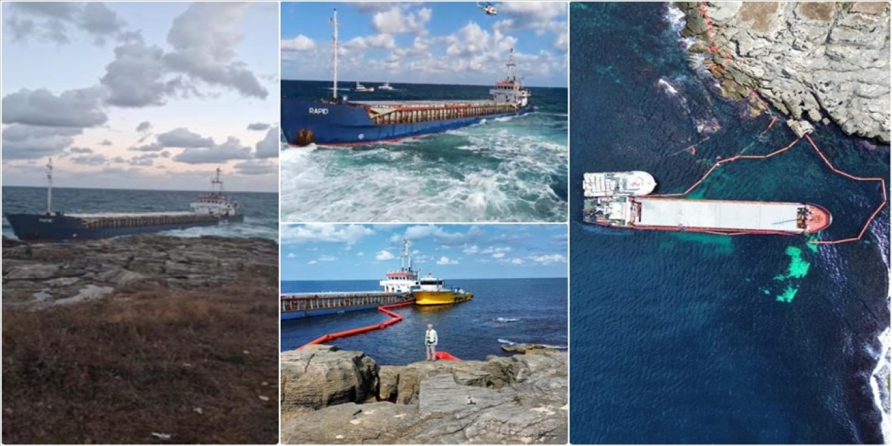 Kocaeli'de karaya oturan gemiden sızıntı olmadan 35 metreküp yakıt tahliye edildi