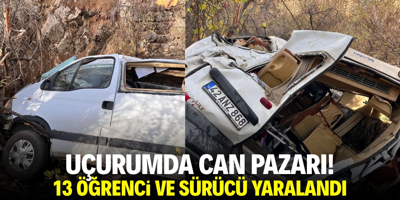 Uçurumda can pazarı! 13 öğrenci ve sürücü yaralandı