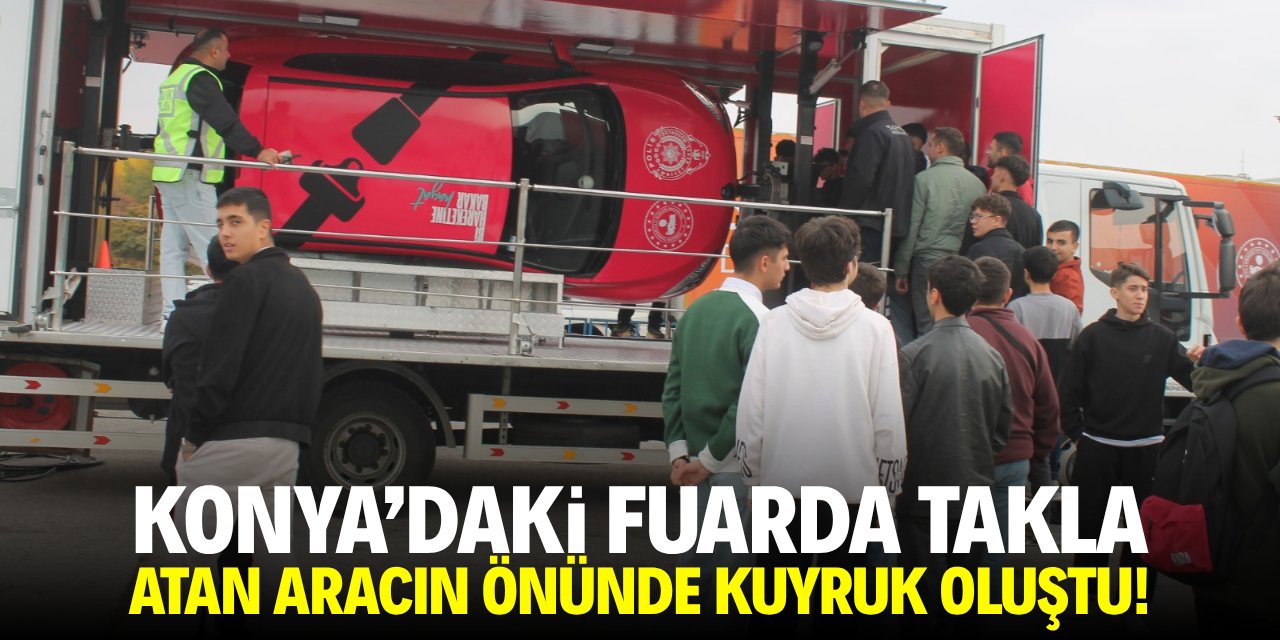 Konya'daki fuarda takla atan aracın önünde kuyruk oluştu