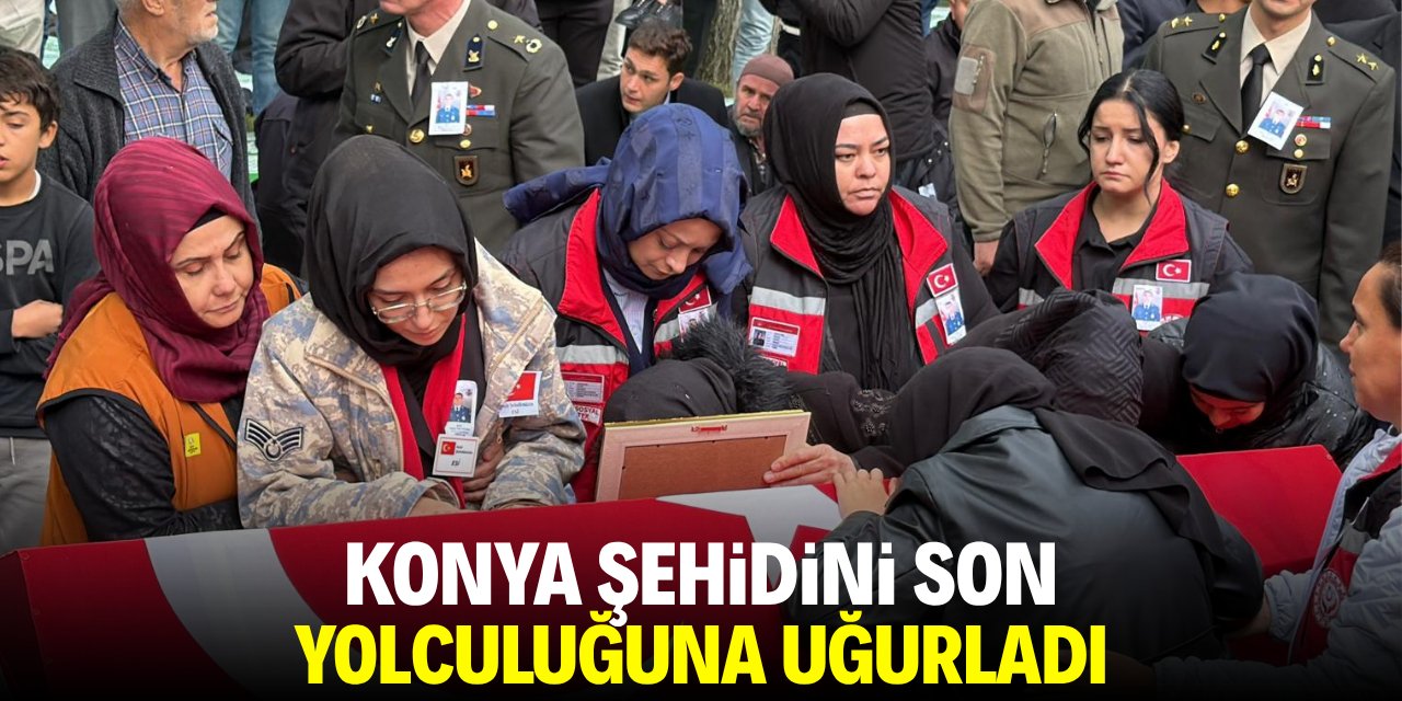Konya şehidini son yolculuğuna uğurladı