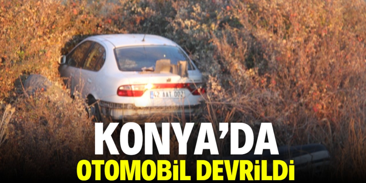 Konya’da devrilen otomobildeki çift yaralandı
