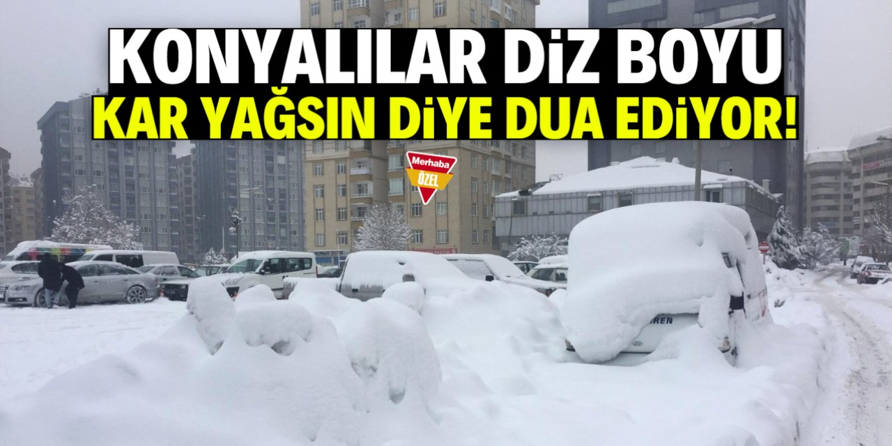 Konya merkeze diz boyu kar yağdı! Bu fotoğraf çok konuşulacak
