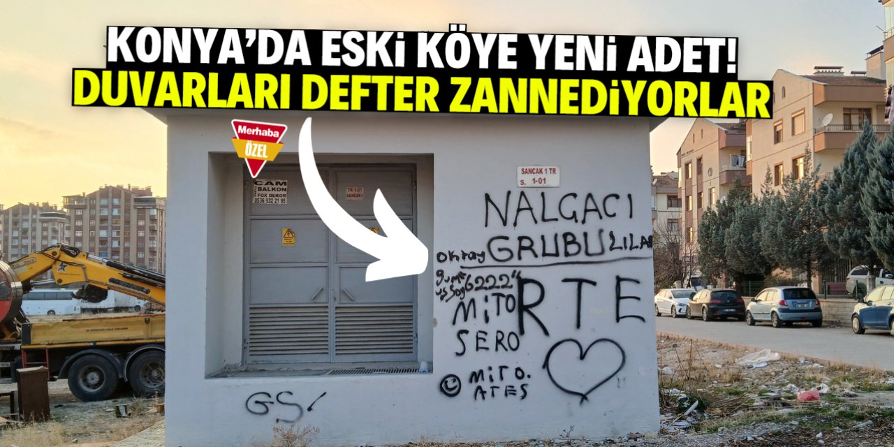 Konya'da eski köye yeni adet: Duvarları deftere çevirdiler!