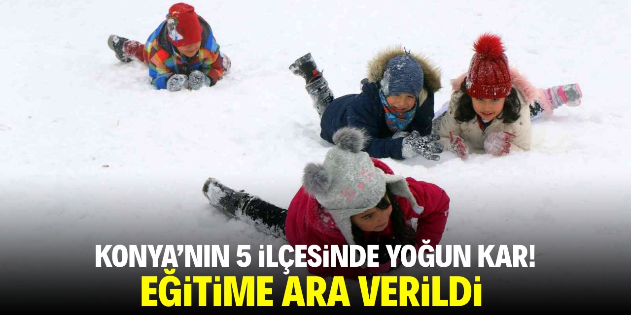Konya'nın 5 ilçesinde yoğun kar! Eğitime ara verildi
