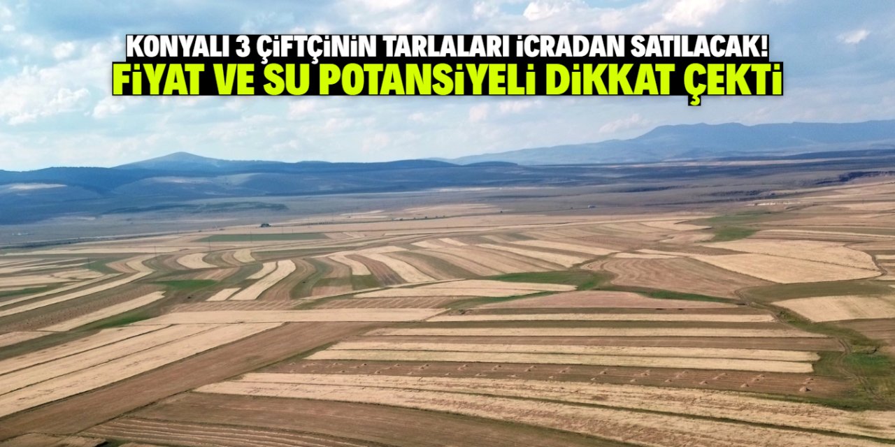 Konyalı 3 çiftçinin tarlaları icradan satılacak! Fiyatı ve su potansiyeli dikkat çekti