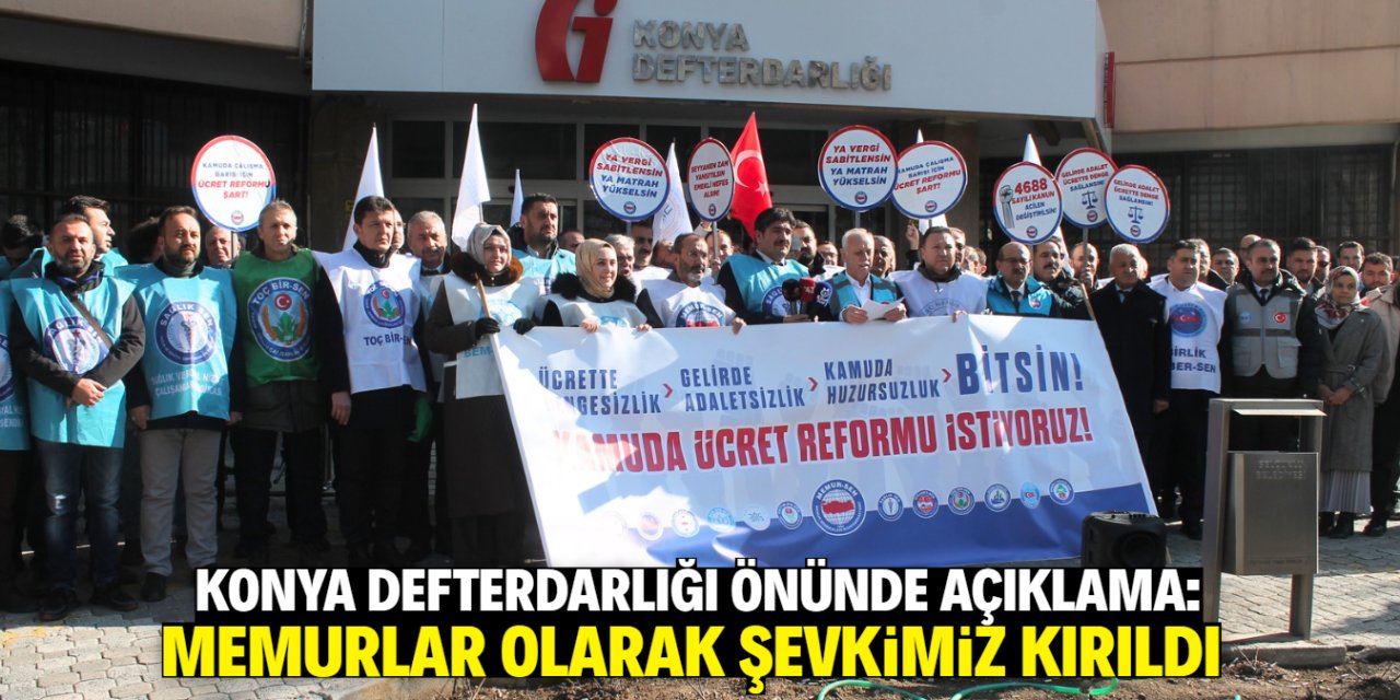 Konya Defterdarlığı önünde açıklama: Memur enflasyona ezildi!