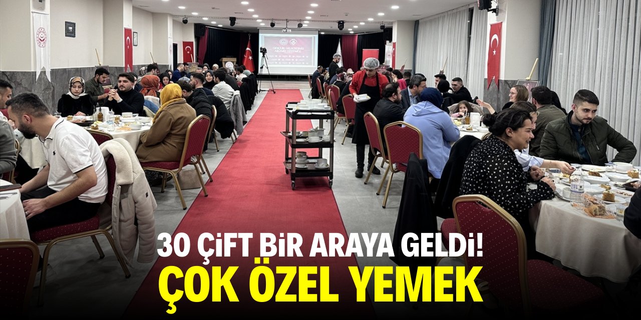 Konya'da 30 çift bir araya geldi! Çok özel yemek