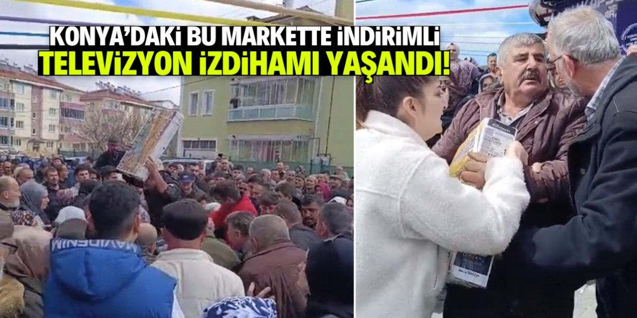 Konya'da indirimli televizyon izdihamı! İnsanlar yerde sürüklendi