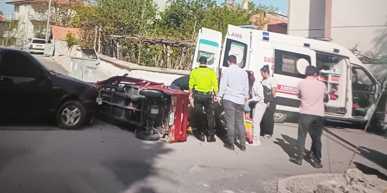 Konya'da 2 araç çarpıştı, 2 kişi yaralandı