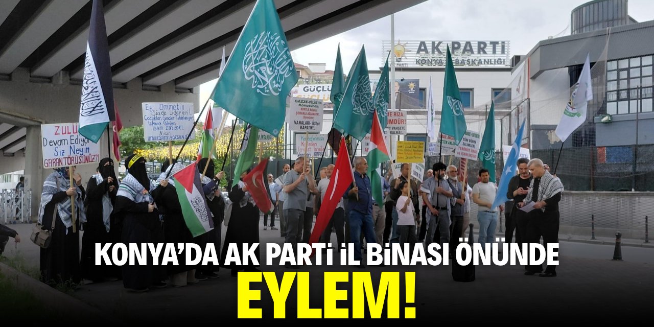 Konya'da AK Parti il binası önünde eylem!
