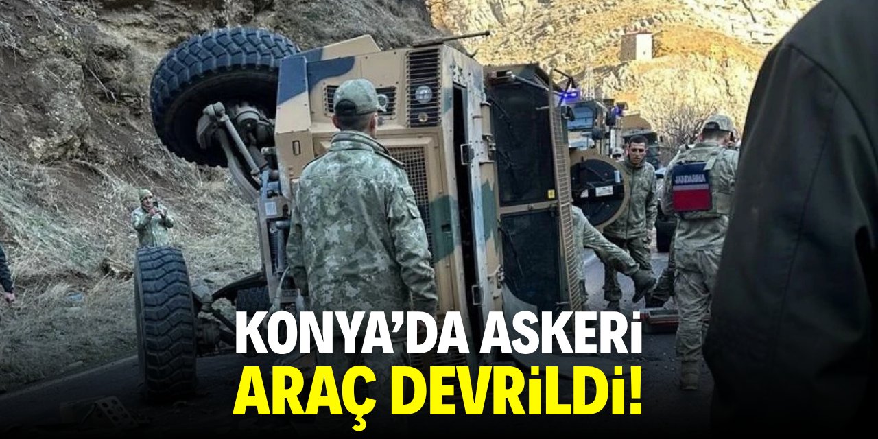 Konya'da askeri araç devrildi!