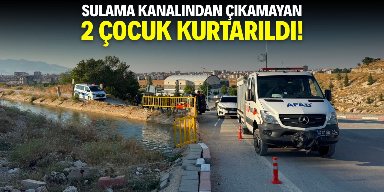 Sulama kanalından çıkamayan 2 çocuk kurtarıldı