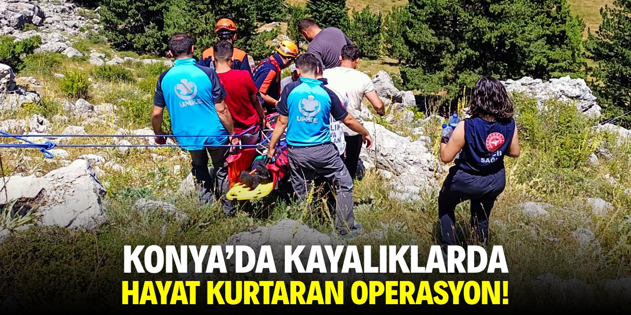 Konya'da kayalıklarda hayat kurtaran operasyon
