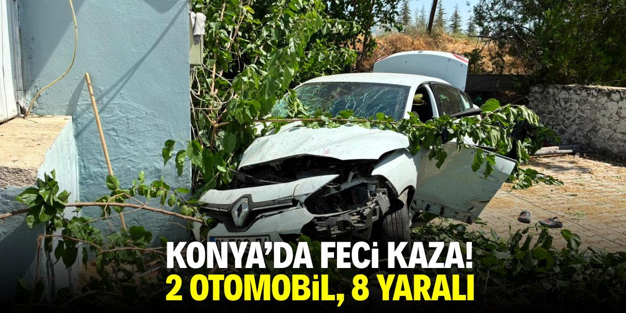 Konya'da feci kaza! 2 otomobil, 8 yaralı
