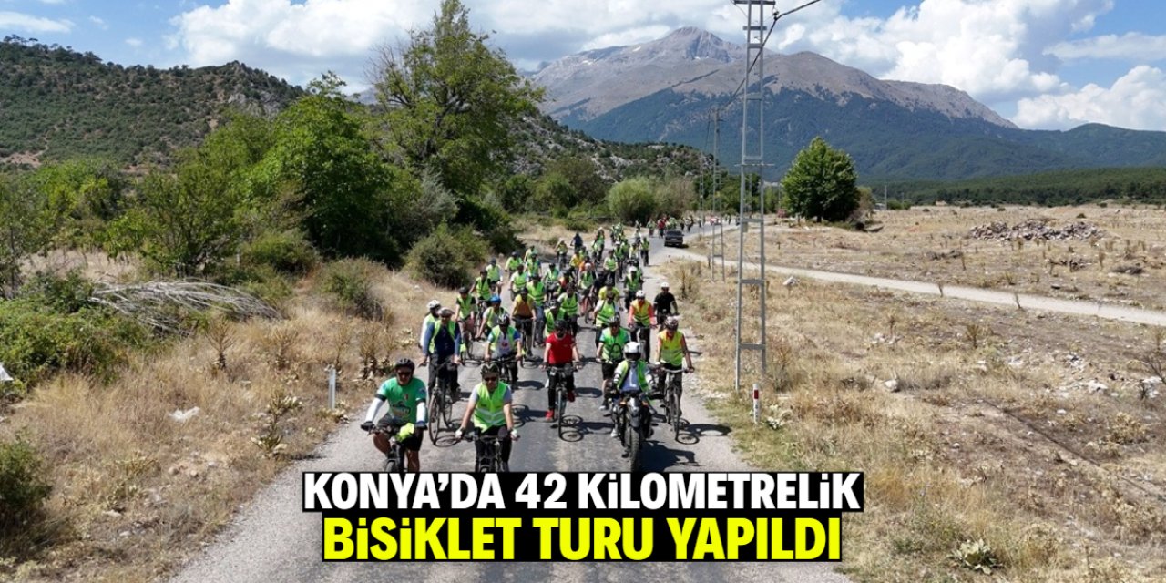 Konya'da 42 kilometrelik bisiklet turu yapıldı! Karlı dağları gördüler