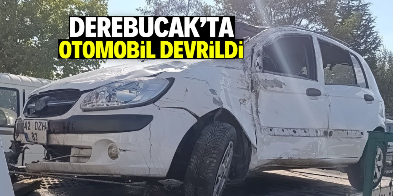 Derebucak'ta devrilen otomobildeki 4 kişi yaralandı