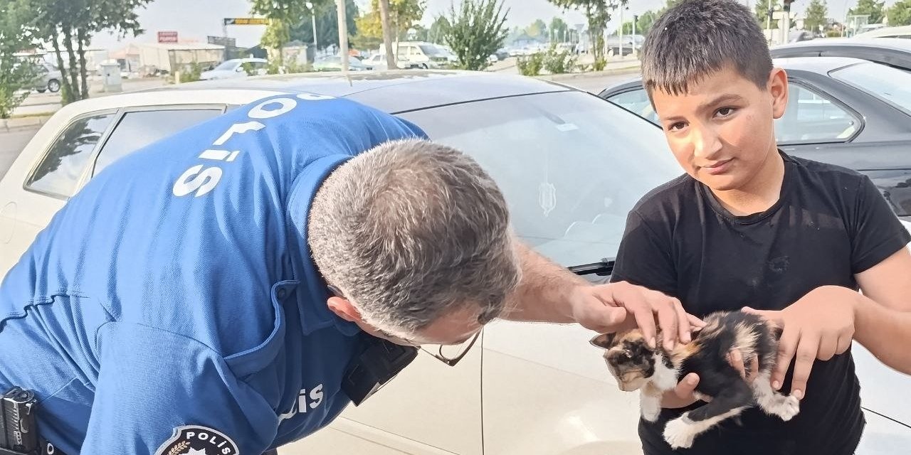Konya'da motora giren kedi kurtarıldı