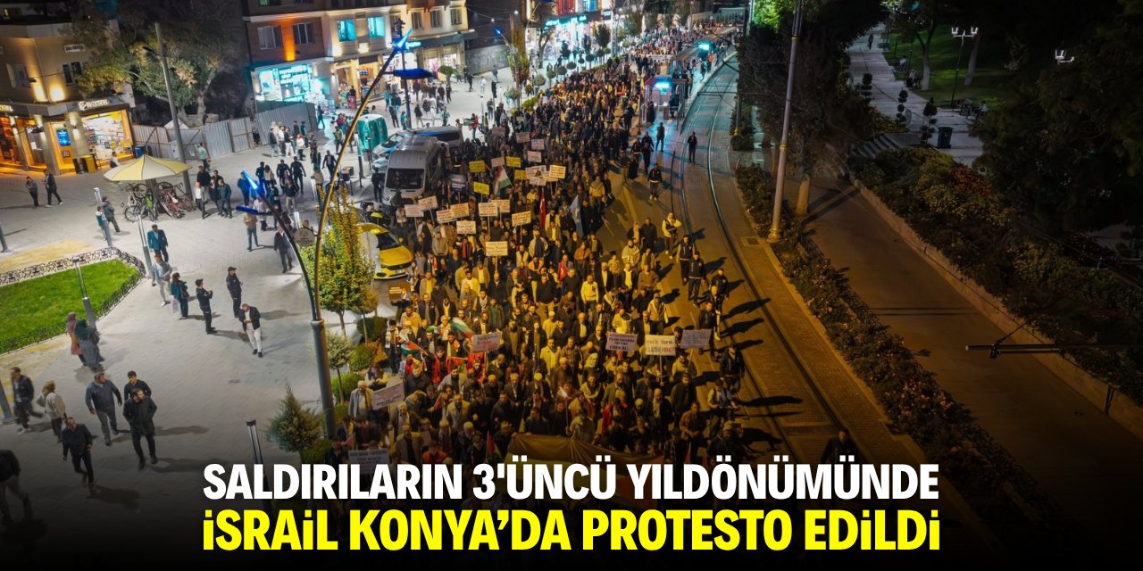 Saldırıların 3'üncü yıldönümünde İsrail Konya'da protesto edildi