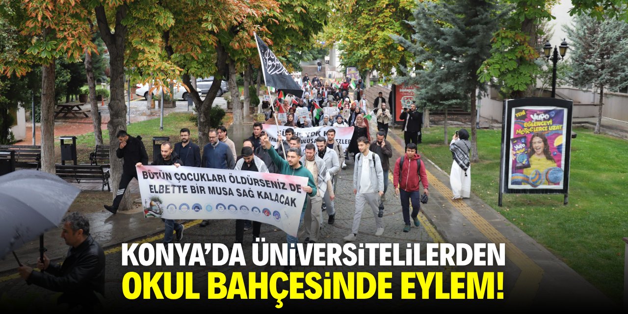 Konya'da üniversitelilerden okul bahçesinde eylem