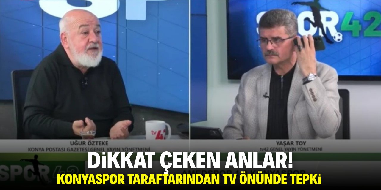 Dikkat çeken anlar! Konyaspor taraftarından TV önünde tepki