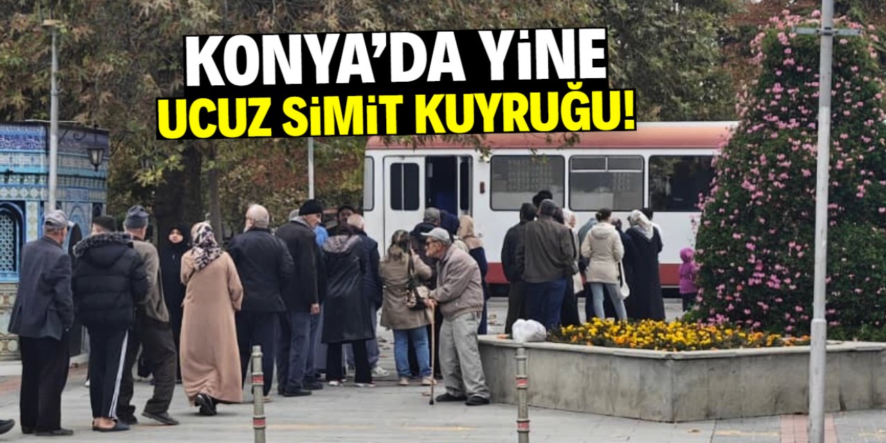 Konya'da yine ucuz simit kuyruğu! 5 TL'ye alıp yiyorlar