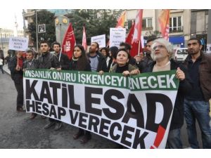 Suriye Başkonsolosluğu Önünde Esed Protestosu