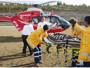 Hava ambulansı Recep için seferber oldu