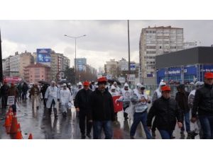 Taşeronlaşmaya Hayır Mitinginde ‘yağmur’ Sürprizi