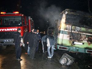 Park halindeki otobüste yangın çıktı