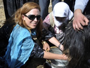 Yabancı öğrenciler süt sağıp, gözleme pişirdi