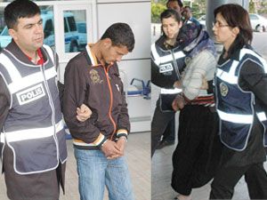 Aranan şahsın eşi ve oğlu uyuşturucuyla yakalandı