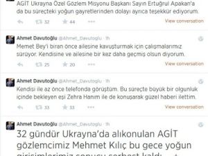 Davutoğlu, Ukrayna’da Serbest Kalan Mehmet Kılıç’ı Twitter’den Duyurdu