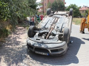 Beyşehir'de otomobil devrildi 1 yaralı