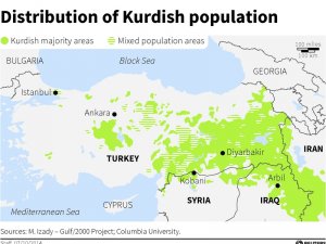 Reuters'ın abonelerine geçtiği Kürt nüfusu haritası