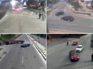 Mobese'ye yansıyan çeşitli trafik kazaları
