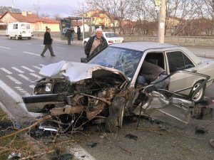 Alkollü sürücü ağaca girdi