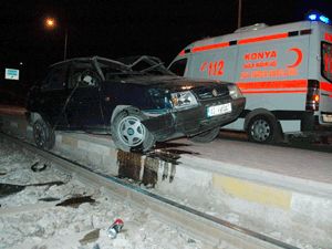 Alkollü sürücü yola sığamadı