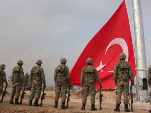 Dev Türk bayrağı Kobani sınırına asıldı