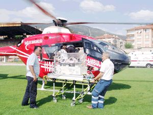 Prematüre bebek için helikopter ambulans