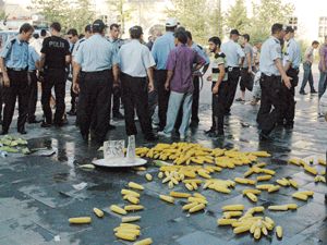 Zabıta ile seyyar satıcı kavgası