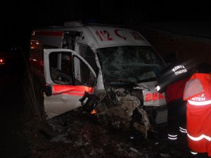 Ambulans Kaza Yaptı Dört Kişi Yaralandı
