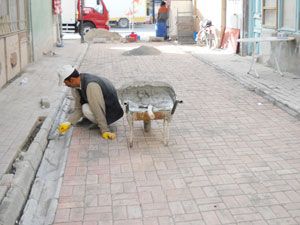 Karapınar'a parke taş döşeniyor