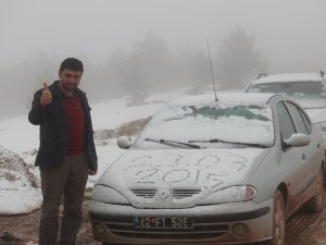 Derbent'te kar yağışı